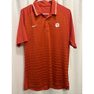 Nike Dri-Fit Mens Shirt Medium Orange Clemson Tigers Short Sleeve Polo M5